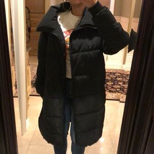 New! Long Black Puffer Coat